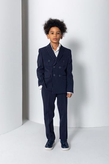 8-15 Yaş Bridcage Erkek Çocuk 3'Lü Takım Elbise-Lacivert