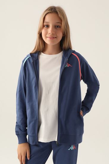 5-16 Yaş Lisanslı KAPPA Kız Çocuk Hırka Ceket-Gece Mavisi