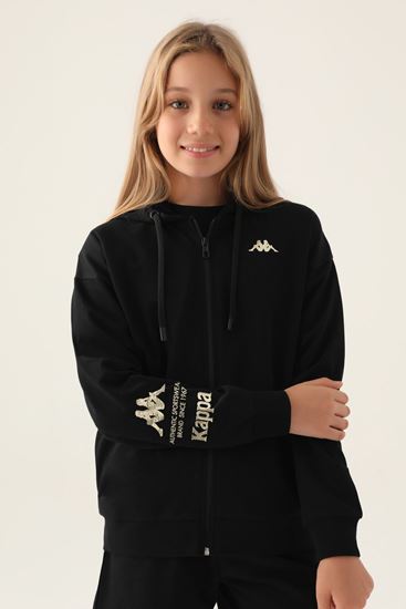 5-16 Yaş Lisanslı KAPPA Kız Çocuk Hırka Ceket-Siyah