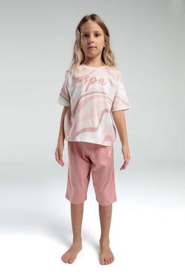 4-15 Yaş Lisanslı Us Polo Assn Kız Çocuk Takım-Somon