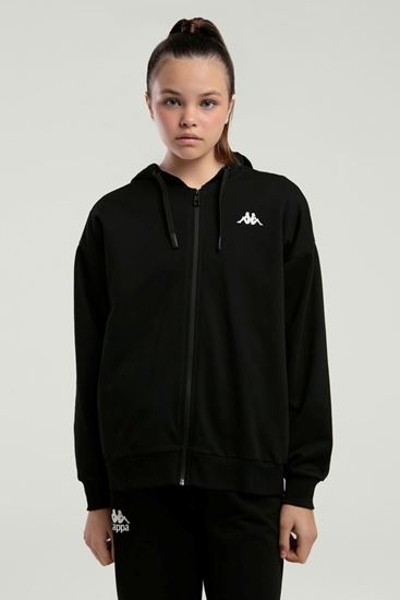 5-16 Yaş Lisanslı Kappa Kız Çocuk Hırka-Siyah