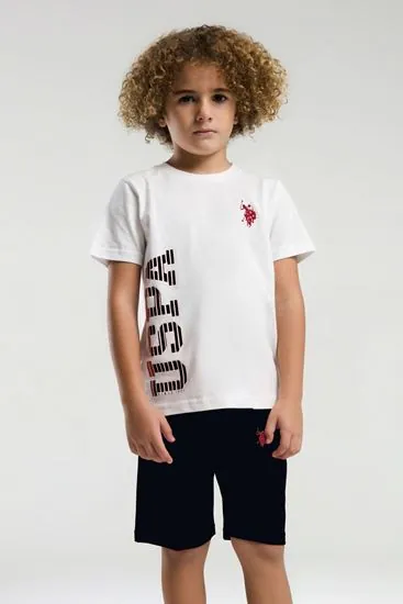 4-15 Yaş Lisanslı Us Polo ASSN Erkek Çocuk Takım-Beyaz