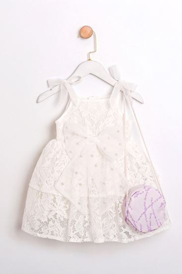 2-5 Yaş Gardania Lia Kız Çocuk Çantalı Elbise-Lila