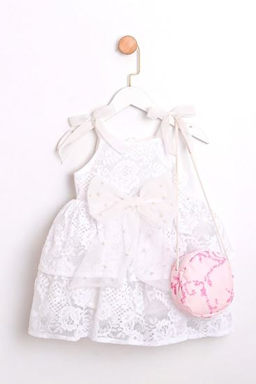 2-5 Yaş Gardania Lia Kız Çocuk Çantalı Elbise-Pembe