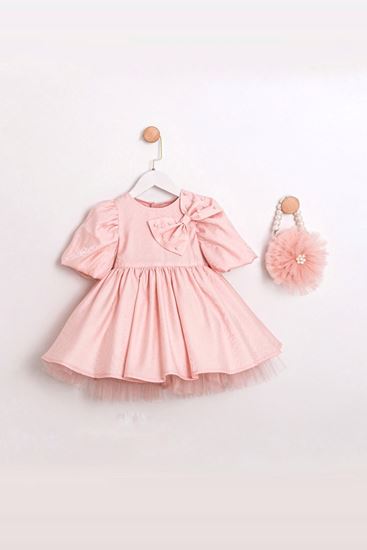 2-5 Yaş Juddy Pavlova Kız Çocuk Çantalı Elbise-Pembe