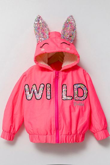 2-5 Yaş Rabbit Love Orange Kız Çocuk Mont-Fuşya