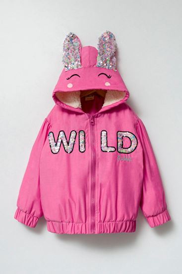 2-5 Yaş Rabbit Love Orange Kız Çocuk Mont-Pembe