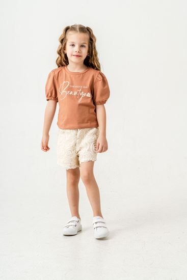 4-8 Yaş Beauty Rose Kız Çocuk Takım-Kahverengi