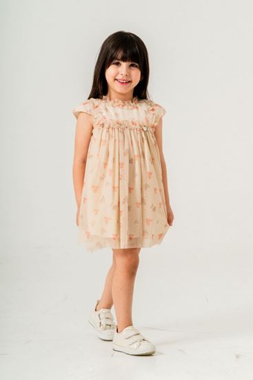 2-9 Yaş Kelebekli Kız Çocuk Elbise-Pembe