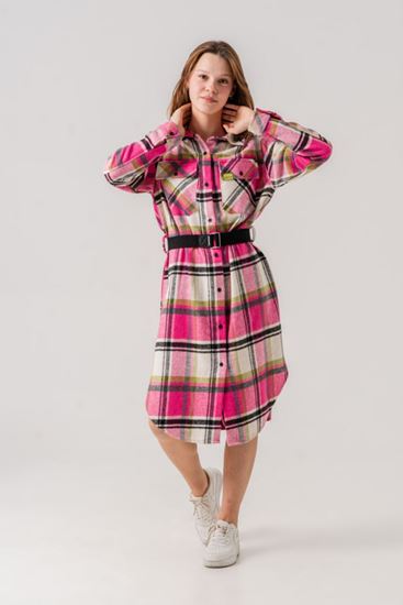 8-15 Yaş Nişantaşı Wınter Kız Çocuk Kemerli Elbise -Pembe-