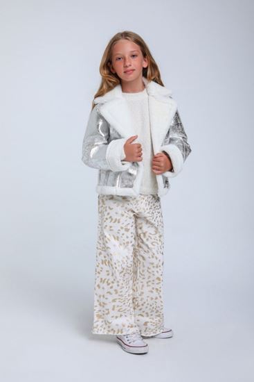 8-14 Yaş Luxe Glimmer Kız Çocuk Mont-Gümüş