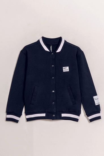 8-15 Yaş College School Unısex Çocuk Bomber Ceket-Lacivert