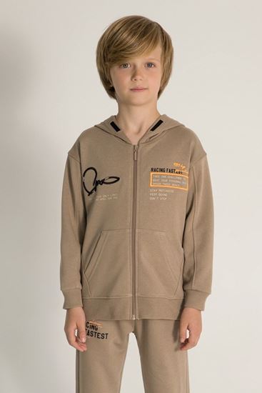 4-8 Yaş Racing Going Erkek Çocuk Hırka-Mocca