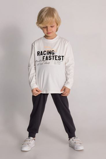 4-8 Yaş Racıng Fastest Erkek Çocuk Takım-Ekru