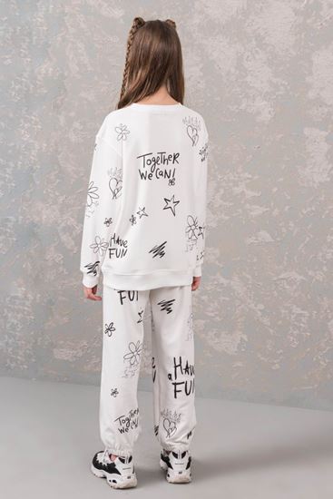11-15 Yaş Grafiti Daisy Love Kız Çocuk Takım-Ekru