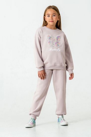 5-9 Yaş Butterfly Kız Çocuk Takım-Lavanta