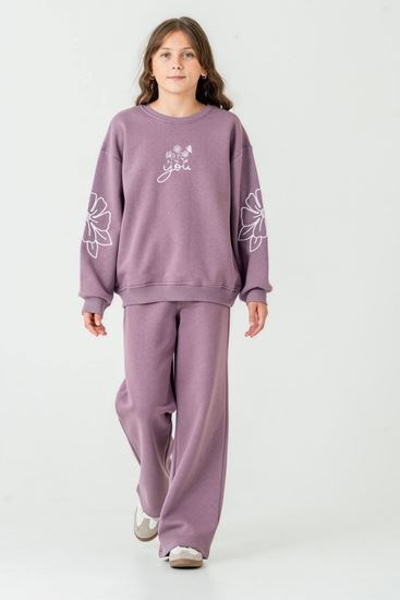 8-12 Yaş You Flower Cotto Kız Çocuk Takım-Mor