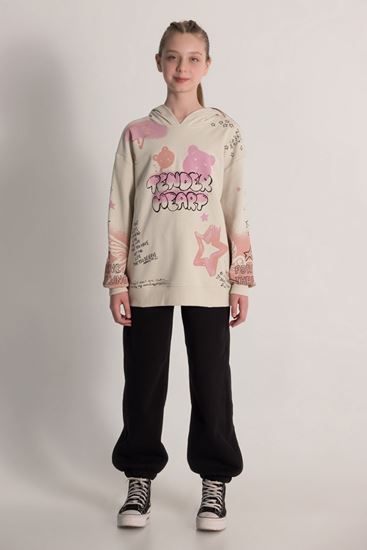 9-14 Yaş Mussness Colorce Kız Çocuk Sweatshırt-Latte