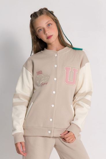 9-14 Yaş Unıver College Kız Çocuk Kolej Ceket-Latte