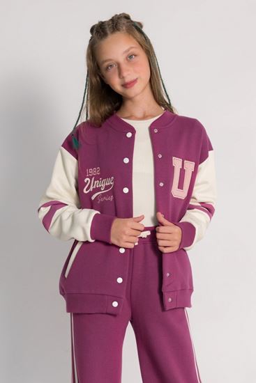 9-14 Yaş Unıver College Kız Çocuk Kolej Ceket-Vişne