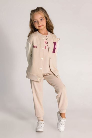 4-9 Yaş Alora College Kız Çocuk Kolej Ceket-Latte