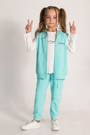 3-8 Yaş Happy Colors Kız Çocuk Yelek-Turkuaz