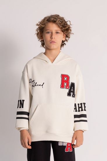 9-14 Yaş Athletic Rally Erkek Çocuk Sweatshırt-Krem