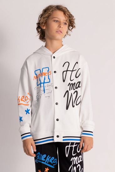 11-14 Grafiti College Erkek Çocuk Kolej Ceket-Ekru