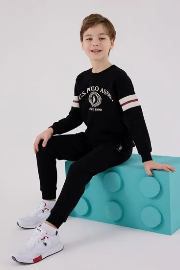 4-15 Yaş Lisanslı Us Polo Assn Erkek Çocuk Takım-Siyah