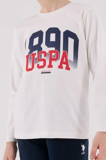 4-15 Yaş Lisanslı Us Polo Assn Erkek Çocuk Takım-Ekru
