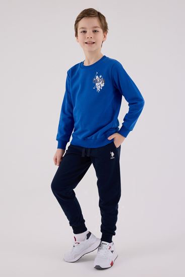 4-15 Yaş Lisanslı Us Polo Assn Erkek Çocuk Takım-Saks