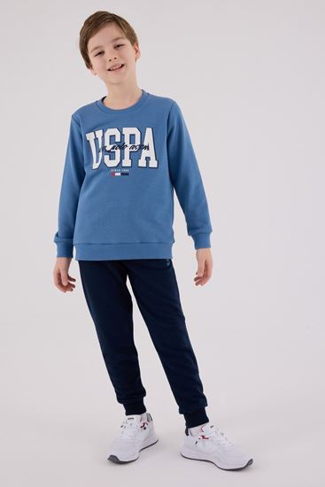 4-15 Yaş Lisanslı Us Polo Assn Erkek Çocuk Takım-Mavi