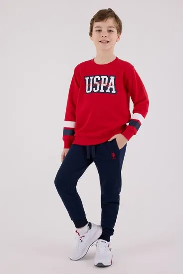 4-15 Yaş Lisanslı Us Polo Assn Erkek Çocuk Takım-Kırmızı