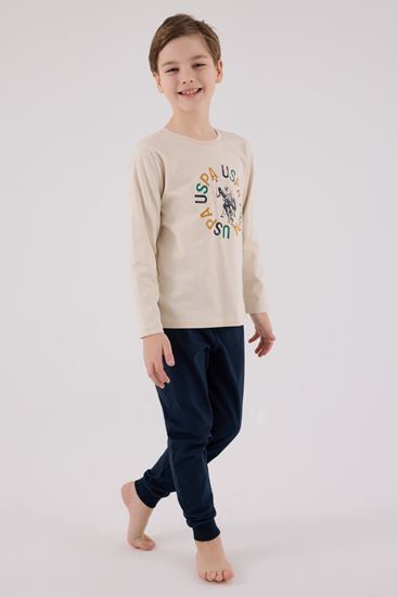 4-15 Yaş Lisanslı Us Polo Assn Erkek Çocuk Takım-Latte