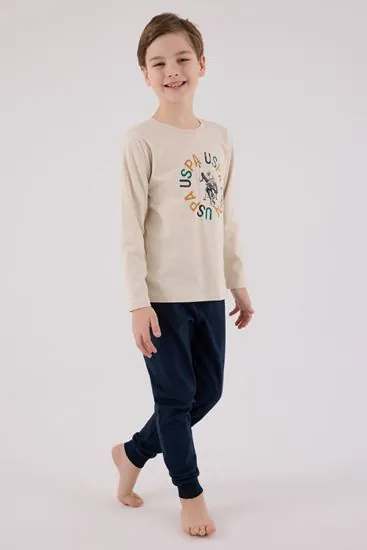 4-15 Yaş Lisanslı Us Polo Assn Erkek Çocuk Takım-Latte