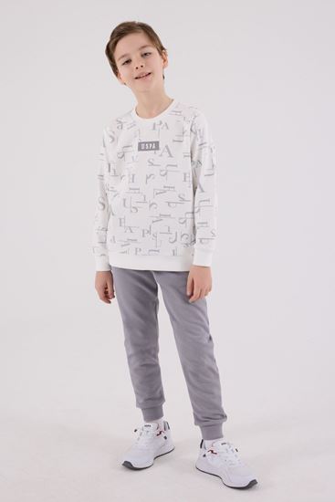 4-15 Yaş Lisanslı Us Polo Assn Erkek Çocuk Takım-Ekru