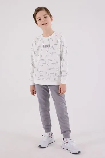 4-15 Yaş Lisanslı Us Polo Assn Erkek Çocuk Takım-Ekru