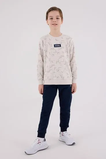 4-15 Yaş Lisanslı Us Polo Assn Erkek Çocuk Takım-Latte