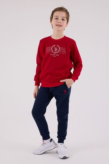 4-15 Yaş Lisanslı Us Polo Assn Erkek Çocuk Takım-Kırmızı