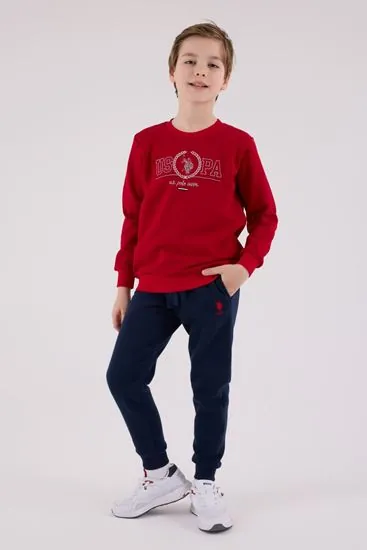 4-15 Yaş Lisanslı Us Polo Assn Erkek Çocuk Takım-Kırmızı
