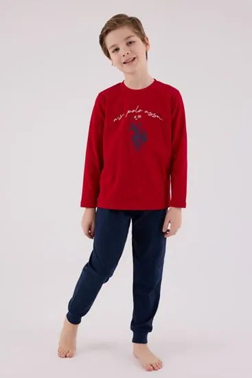 4-15 Yaş Lisanslı Us Polo Assn Erkek Çocuk Takım-Kırmızı