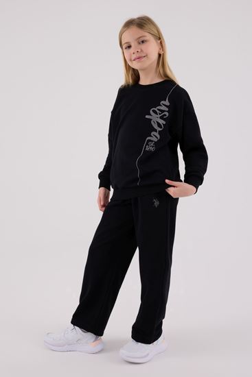 4-15 Yaş Lisanslı Us Polo Assn Kız Çocuk Takım-Siyah