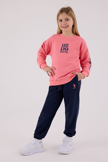 4-15 Yaş Lisanslı Us Polo Assn Kız Çocuk Takım-Pembe