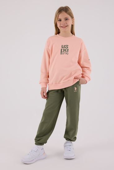 4-15 Yaş Lisanslı Us Polo Assn Kız Çocuk Takım-Somon