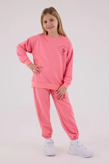 4-15 Yaş Lisanslı Us Polo Assn Kız Çocuk Takım-Pembe