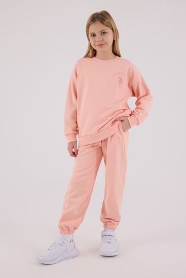 4-15 Yaş Lisanslı Us Polo Assn Kız Çocuk Takım-Pudra