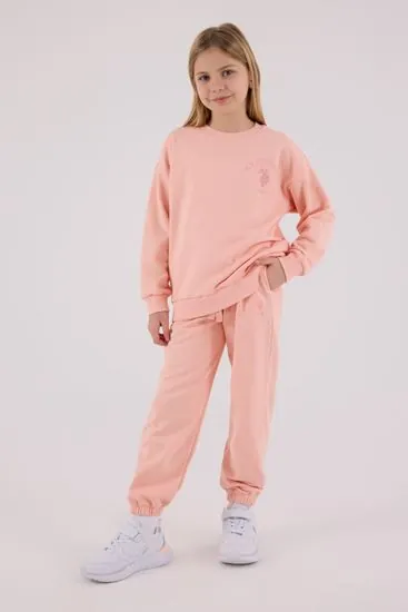 4-15 Yaş Lisanslı Us Polo Assn Kız Çocuk Takım-Pudra