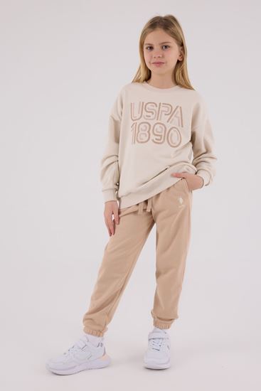 4-15 Yaş Lisanslı Us Polo Assn Kız Çocuk Takım-Latte