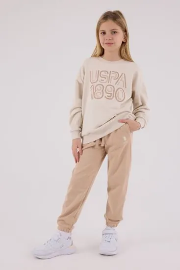 4-15 Yaş Lisanslı Us Polo Assn Kız Çocuk Takım-Latte