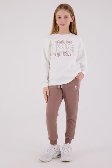 4-15 Yaş Lisanslı Us Polo Assn Kız Çocuk Takım-Ekru